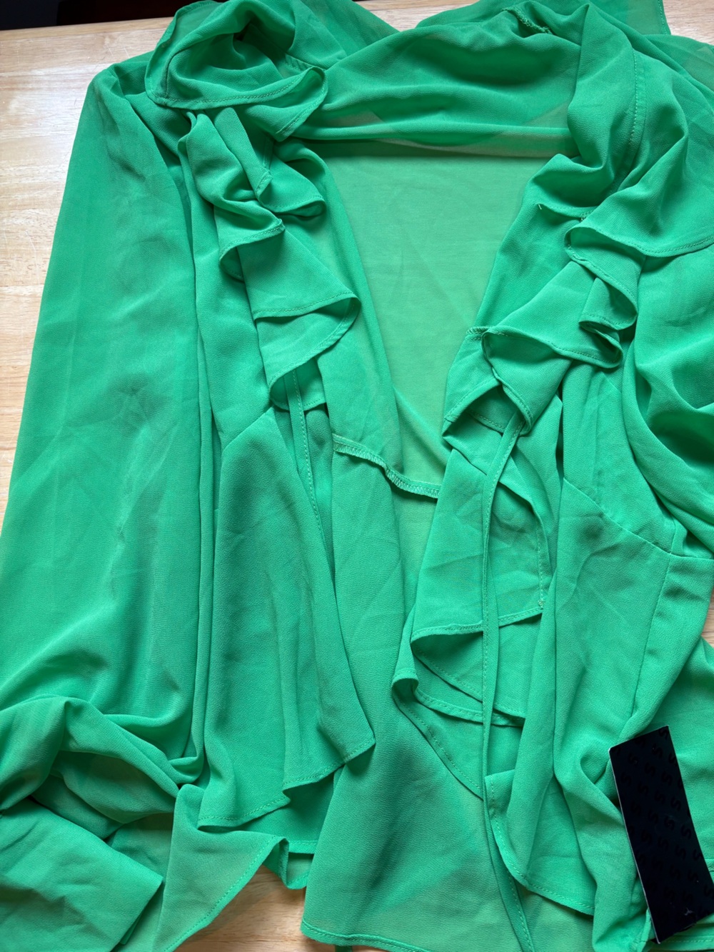 SHEIN Green Ruffle Front Blouse - Picture 2 of 3
